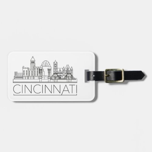 Cincinnati Ohio Stylized Skyline Luggage Tag