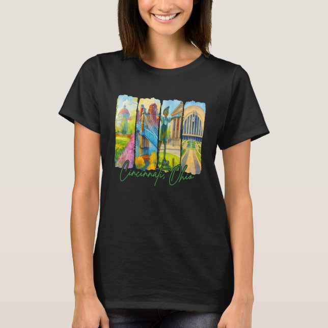 Cincinnati Ohio Traveling Trip Brushstroke Souveni T-Shirt (Front)