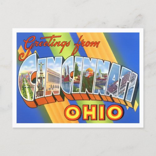 Cincinnati Ohio Vintage Big Letters Postcard