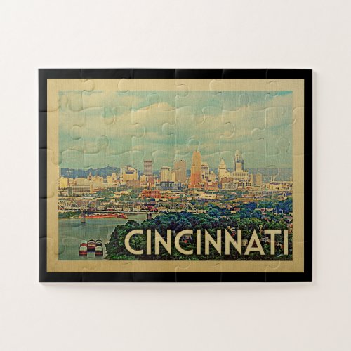 Cincinnati Ohio Vintage Travel Jigsaw Puzzle