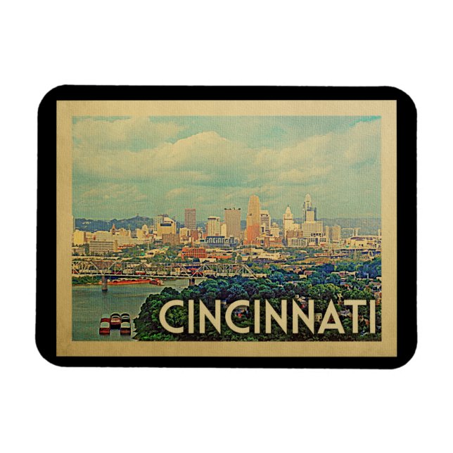 Cincinnati Ohio Vintage Travel Magnet (Horizontal)
