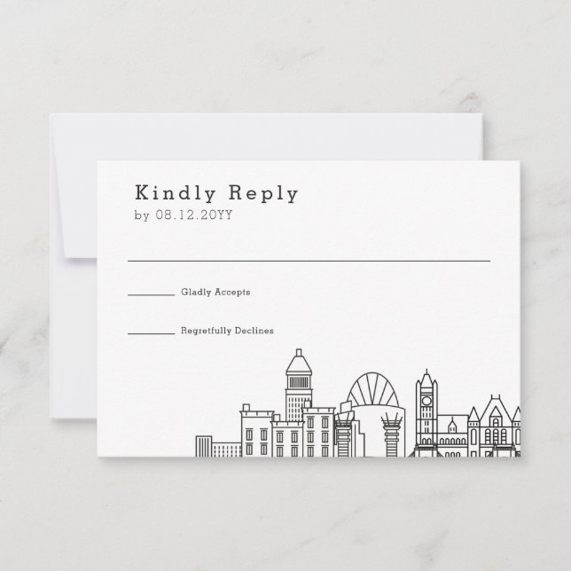 Cincinnati, Ohio Wedding | Stylized Skyline RSVP (Front)