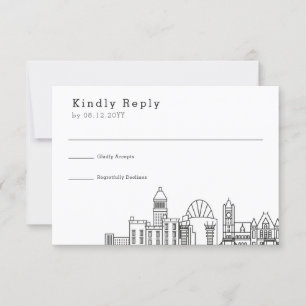 Cincinnati, Ohio Wedding   Stylized Skyline RSVP