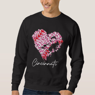 Cincinnati Pink Leopard Baseball Heart Baseball Fa Sweatshirt