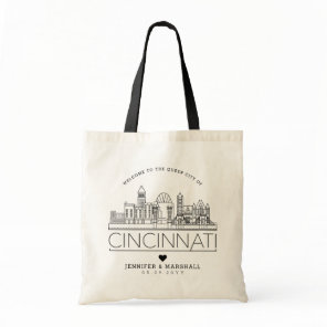 Cincinnati que casa el horizonte estilizado del | tote bag