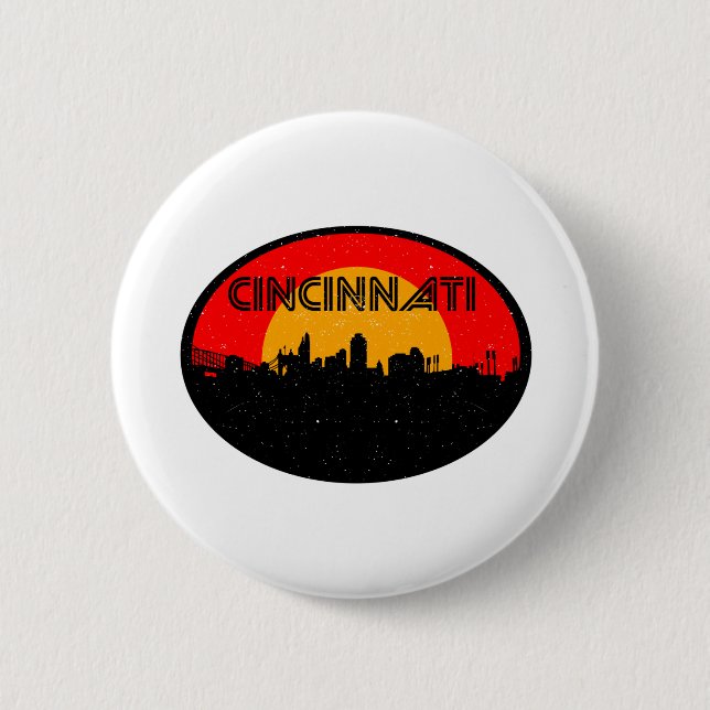 Cincinnati Red Black Oval City Button (Front)
