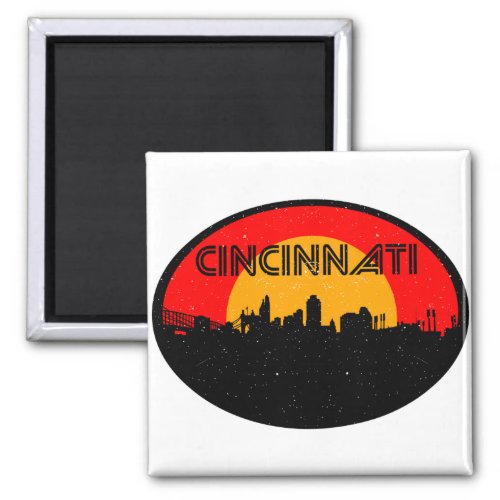 Cincinnati Red Black Oval City Magnet