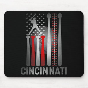 Cincinnati Retro Baseball Lover Us Flag Met At Gam Mouse Pad