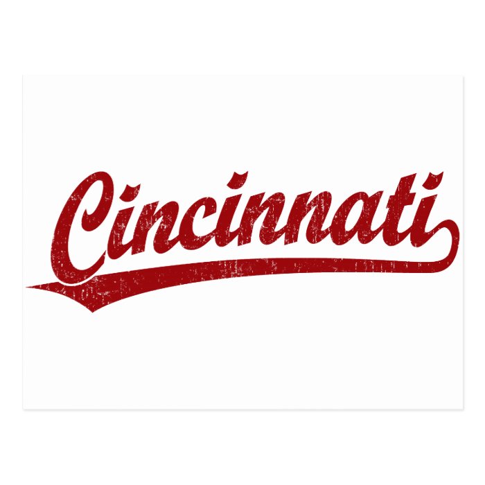 Cincinnati script logo in red post card