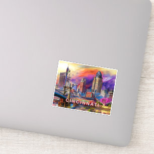 Cincinnati Skyline Abstract Art Sticker