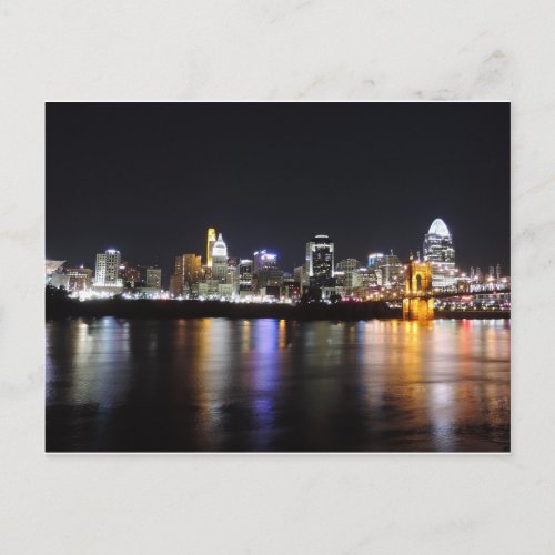 Cincinnati skyline at night postcard
