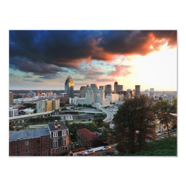 Cincinnati skyline at sunset photo print (Front)