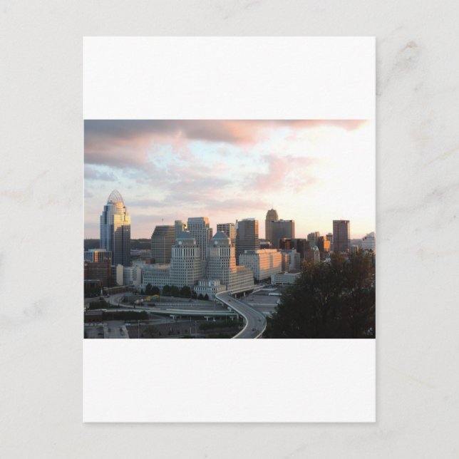 Cincinnati skyline at sunset postcard (Front)