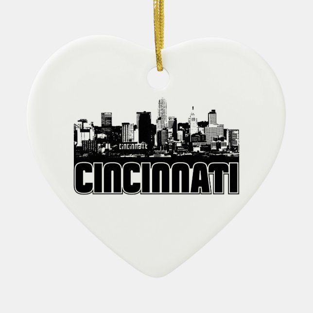 Cincinnati Skyline Ceramic Ornament (Front)