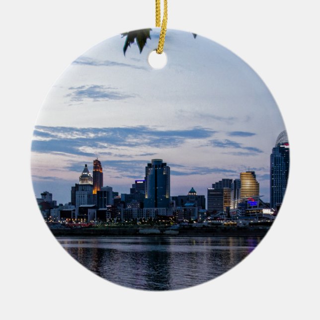 Cincinnati Skyline Ceramic Ornament (Front)