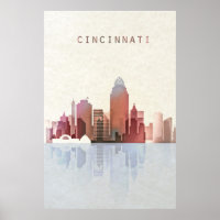 Cincinnati Skyline, Cincinnati Poster, Ohio Art Poster