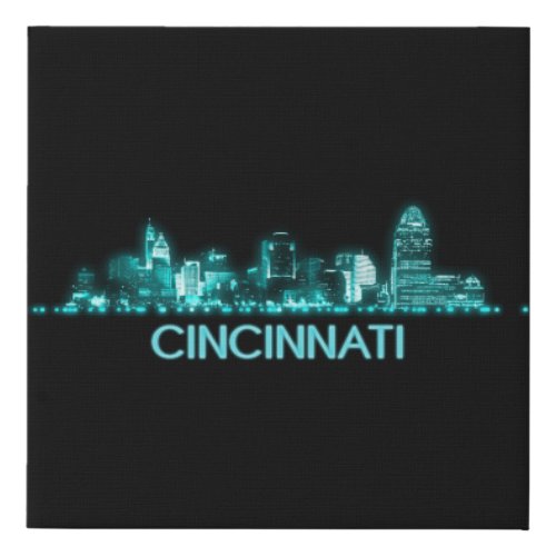 Cincinnati Skyline Faux Canvas Print
