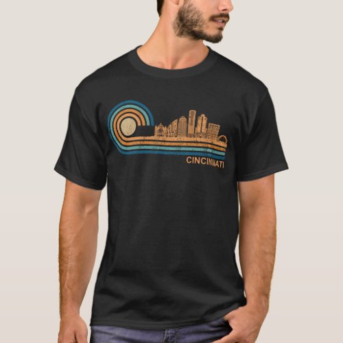 Cincinnati Skyline Retro Cincinnati Fan Ohio T_Shirt