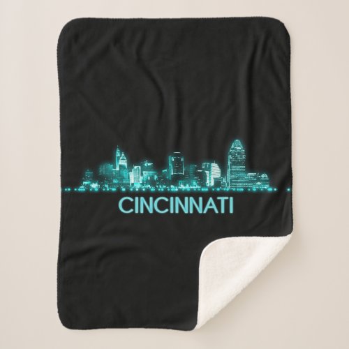 Cincinnati Skyline Sherpa Blanket