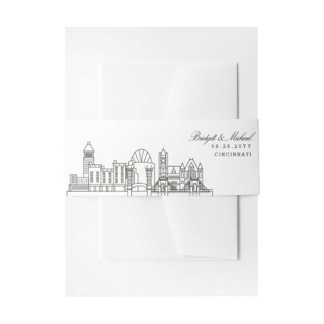 Cincinnati Skyline Wedding |  Invitation Belly Band (Front Example)