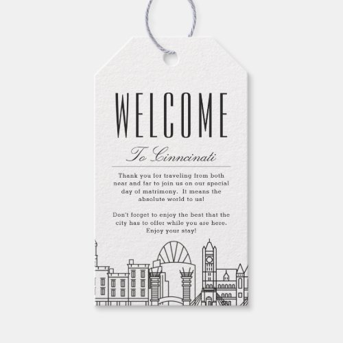 Cincinnati Skyline  Welcome Message Gift Tags