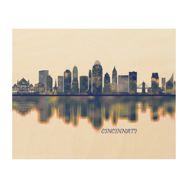 Cincinnati Skyline Wood Wall Art (Front)