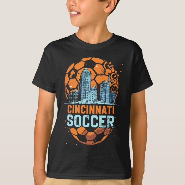 Cincinnati Soccer City Skyline Cool Cincy 513  T-Shirt (Front)