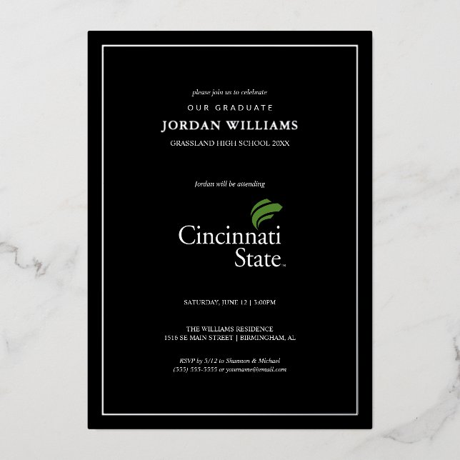 Cincinnati State Graduation Foil Invitation (Front)