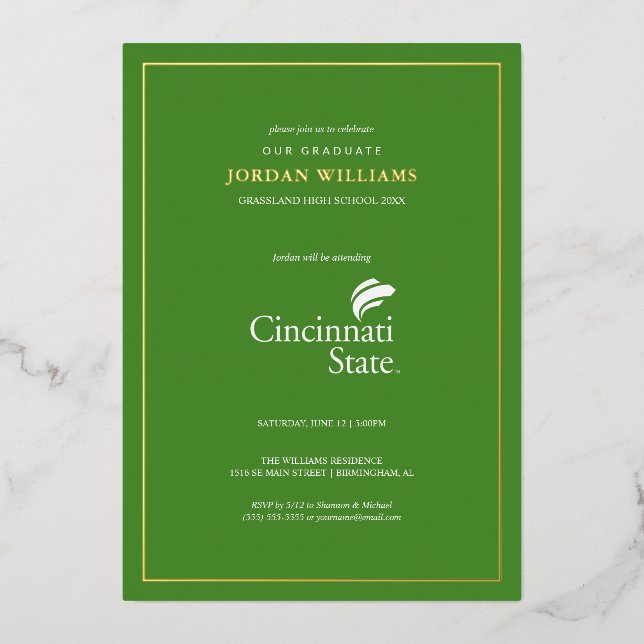 Cincinnati State Graduation Foil Invitation (Front)