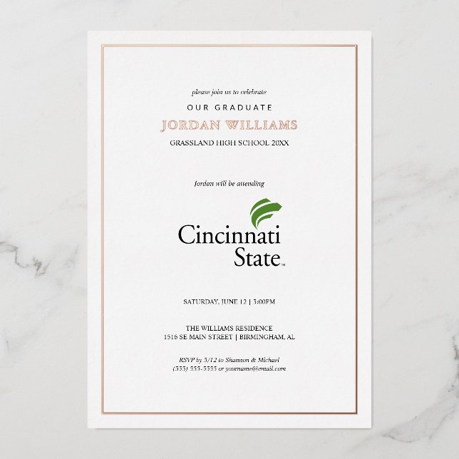 Cincinnati State Graduation Foil Invitation (Front)