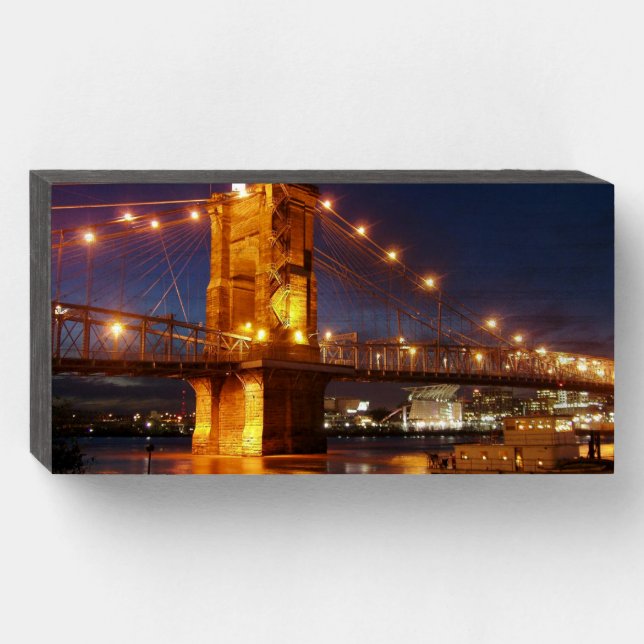 CINCINNATI SUSPENSION BRIDGE SKYLINE WOOD SIGN (Front Horizontal)