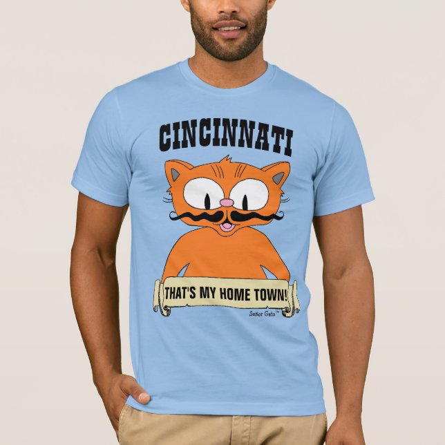 CINCINNATI THAT'S MY HOME TOWN! Cartoon Cat T-Shirt (Front)