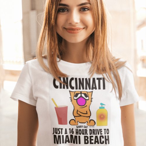 CINCINNATI TO MIAMI Gibby Cat Cartoon T_shirts