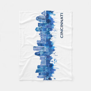Cincinnati USA Skyline Blue Fleece Blanket