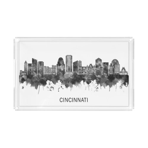 Cincinnati USA Skyline BW Acrylic Tray