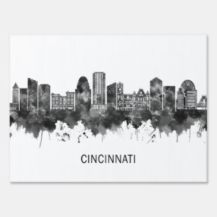 Cincinnati USA Skyline BW Sign