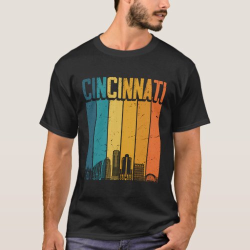 Cincinnati Usa Sunset Skyline Cincinnati T_Shirt