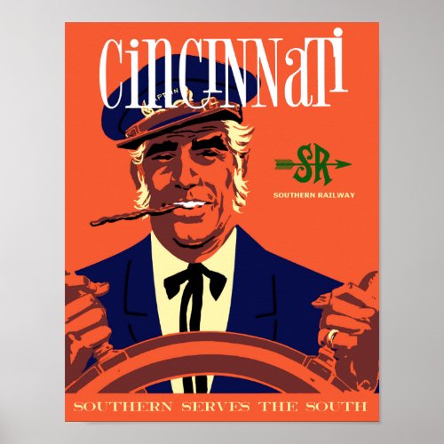 Cincinnati  Vintage style railroad travel poster