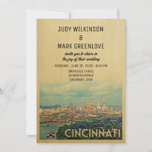 Cincinnati Wedding Invitation Vintage Mid-Century