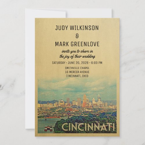 Cincinnati Wedding Invitation Vintage Mid_Century