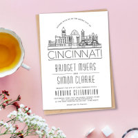 Cincinnati Wedding Stylized Skyline Invitation