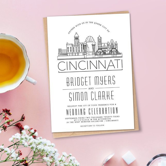 Cincinnati Wedding Stylized Skyline Invitation (Creator Uploaded)