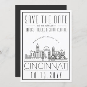 Cincinnati Wedding Stylized Skyline Save the Date Invitation