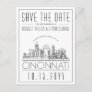 Cincinnati Wedding Stylized Skyline Save the Date Postcard