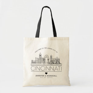 Cincinnati Wedding   Stylized Skyline Tote Bag