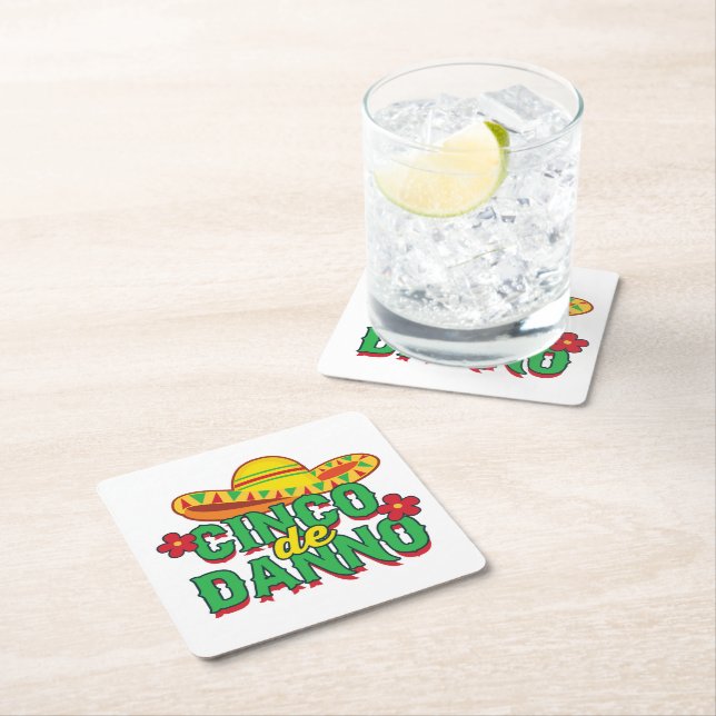 Cinco de Danno Fiest Square Paper Coaster (Insitu)