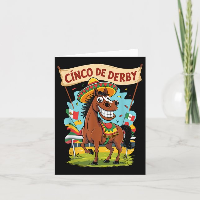 Cinco De Derby Funny Horse Racing Derby De Mayo  Card (Front)