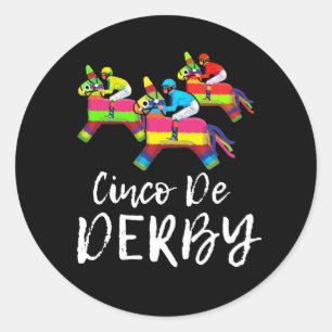 Cinco De Derby Kentucky pinata Sombrero Mexicans Classic Round Sticker
