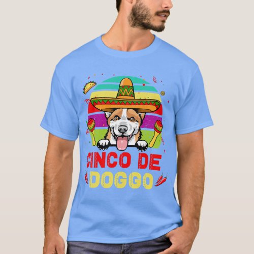 Cinco de Doggo Corgi Dog For Cinco de Mayo Sombrer T_Shirt