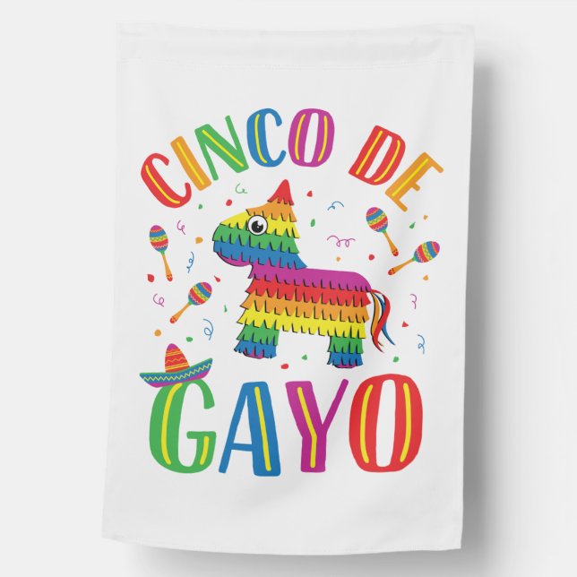 Cinco de Gayo Gay Pride Cinco de Mayo House Flag (Front)